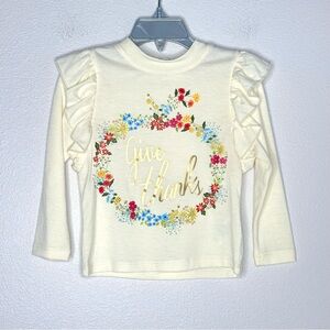 NWT Nordstrom Truly Me "Give Thanks" Top 2T Thanksgiving Cream Floral $40 MSRP